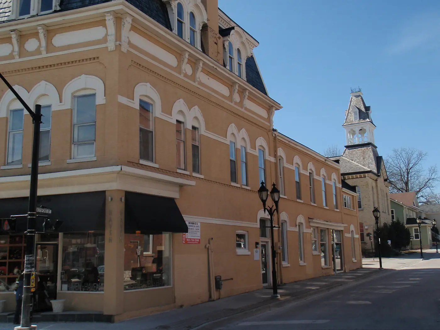 Heritage brick storefronts on Main Street, Newmarket